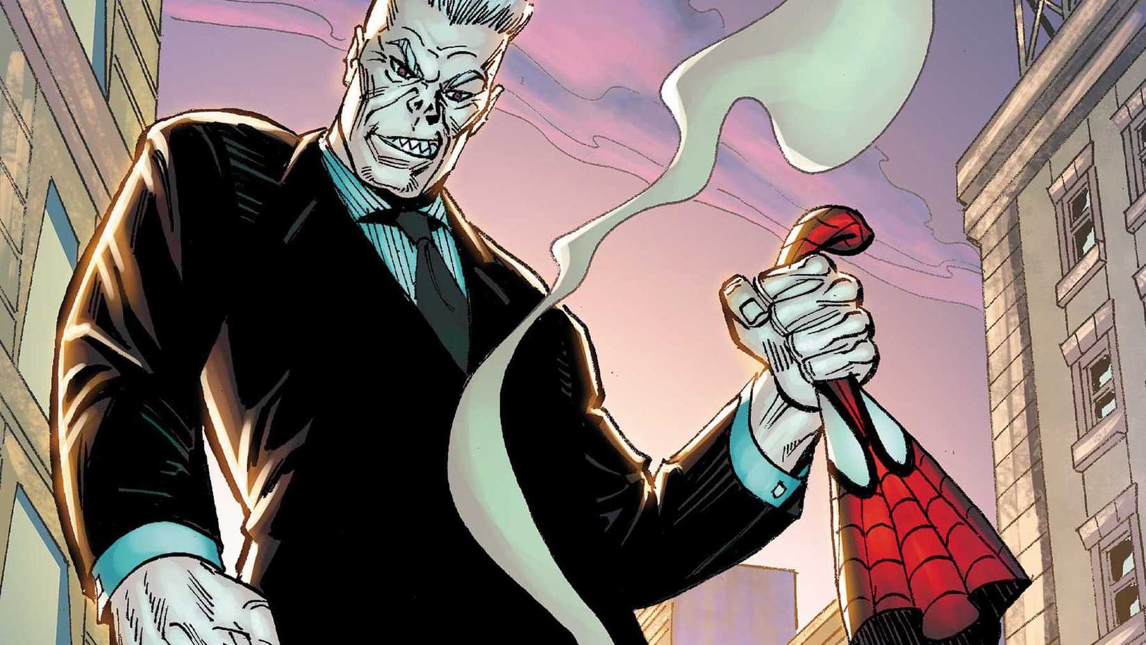 Tombstone holding Spider-Man's mask on the cover of The Amazing Spider-Man #9