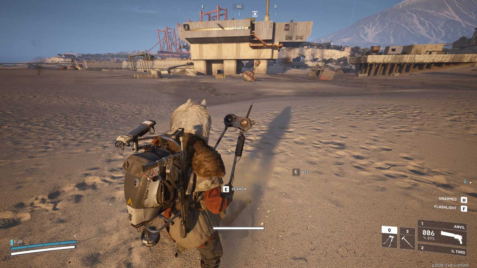 The player in Arc Raiders with the Dockmaster's Detector equipped next to some loot.