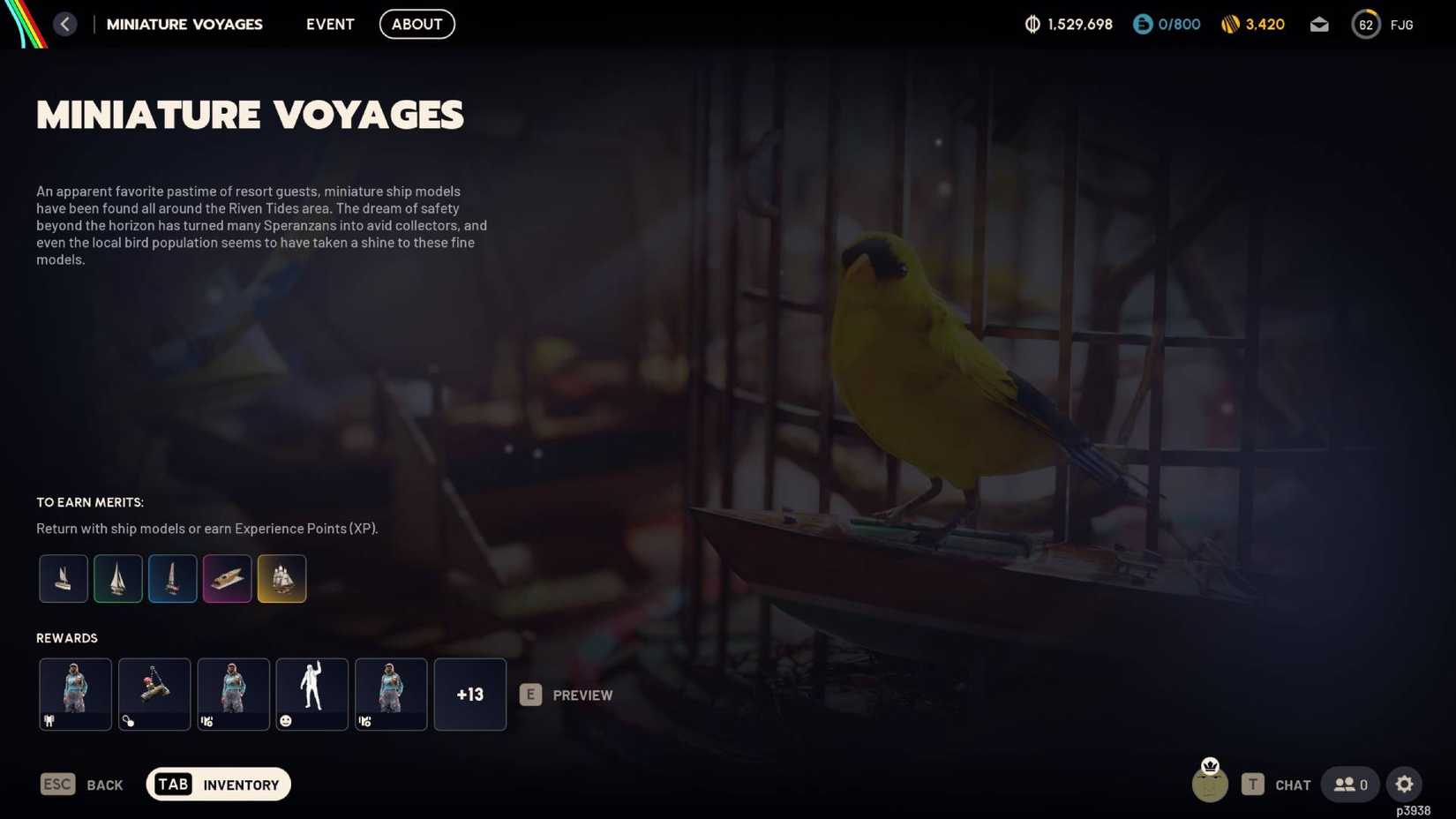 The "about" screen for the Miniature Voyages event in Arc Raiders.