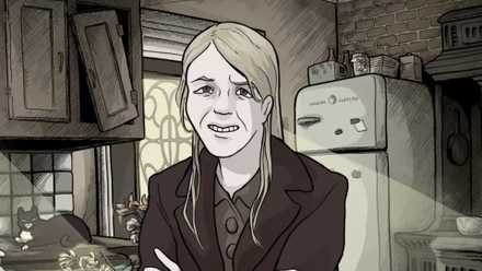 Tabitha smiling her worst smile in Scarlet Hollow