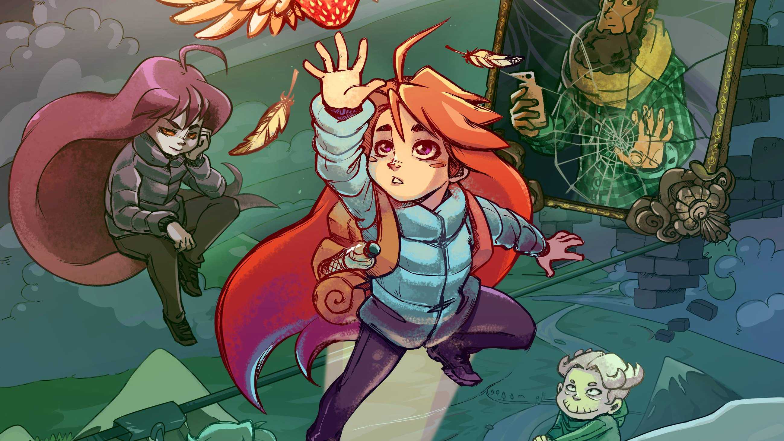 Celeste reaches toward a strawberry in Celeste