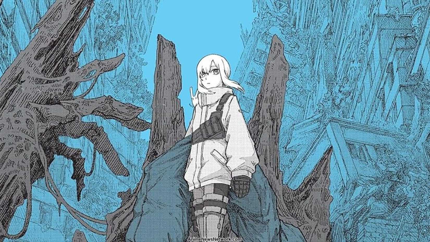 A cover from the manga Color of the End: Mission in the Apocalypse showing Saya overlooking the wasteland 