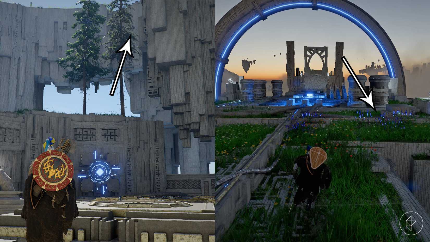 The way upward, to where the puzzle is, in the Crimson Desert Crescent Skybridge Abyss.