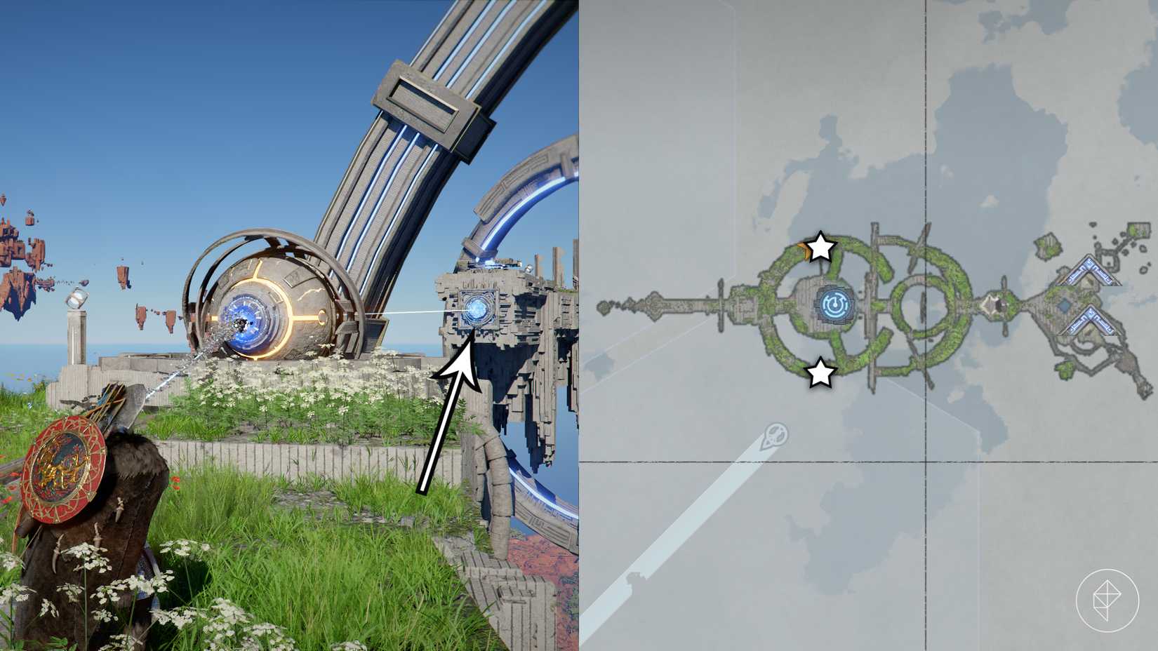 Kliff solves the laser puzzle at the Crescent Skybridge in Crimson Desert.