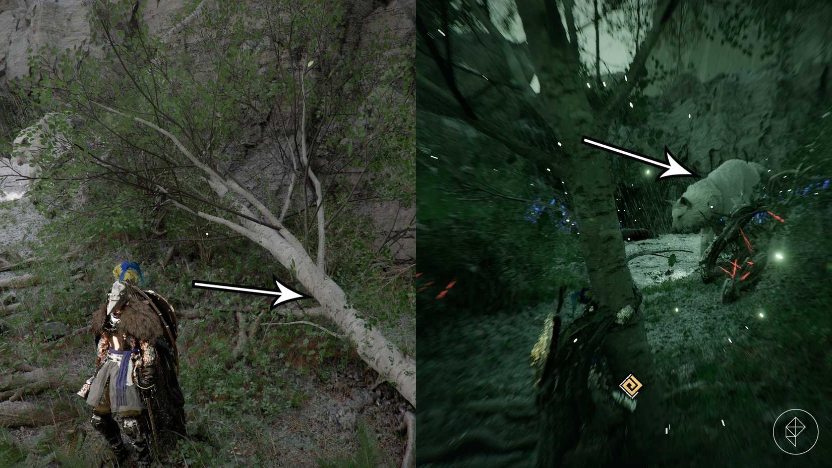 A player uses Nature's Grasp to one-shot Silver Fang in Crimson Desert.