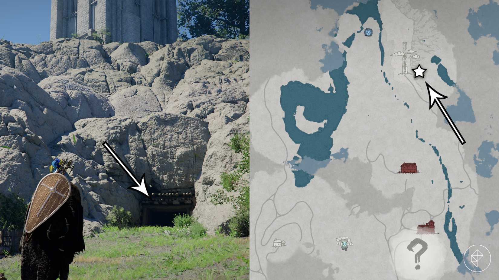 The hidden entrance to the Spire of Soaring in Crimson Desert.