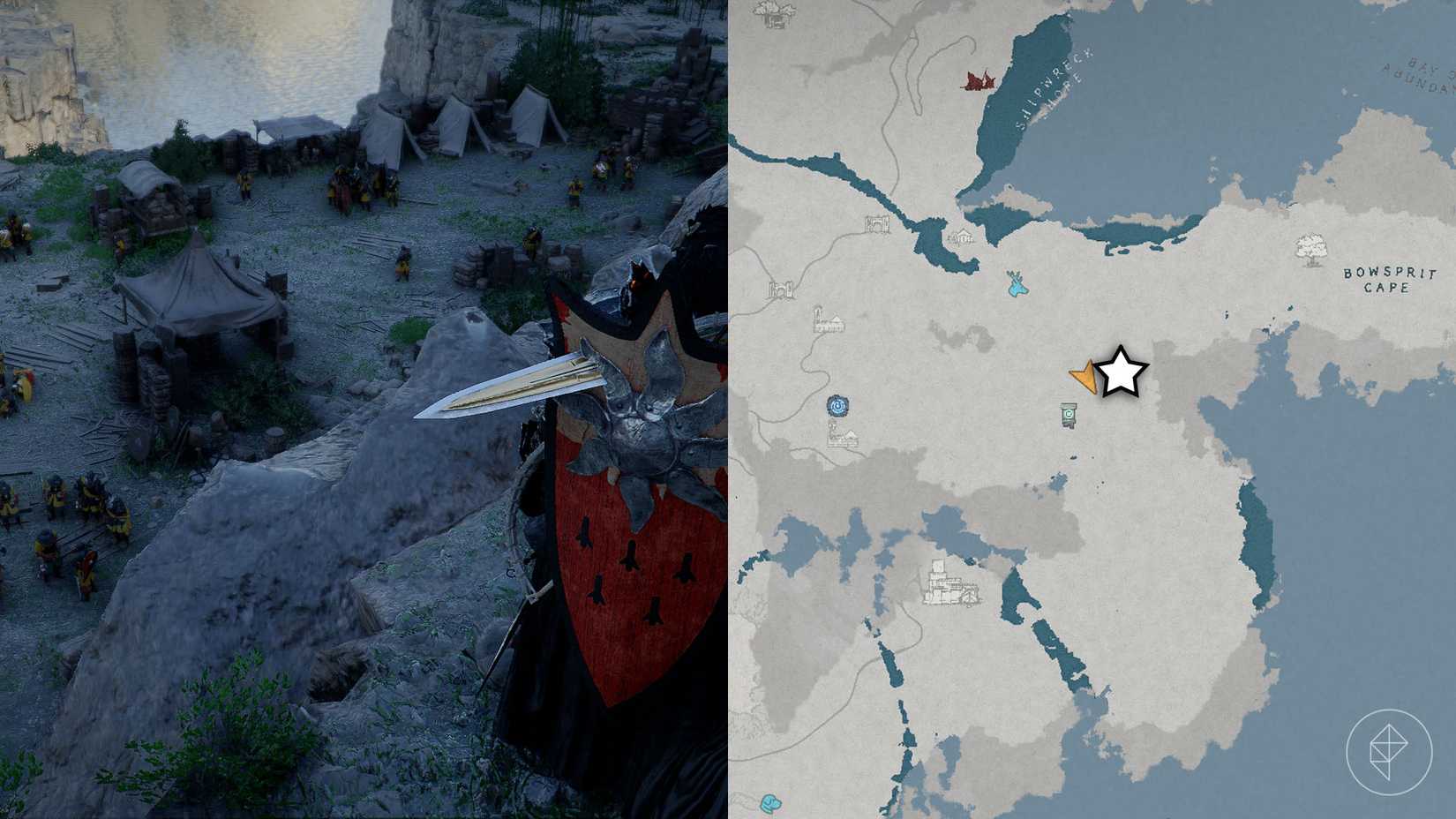A montage showing the location of the Righteous Verdict sword in Crimson Desert