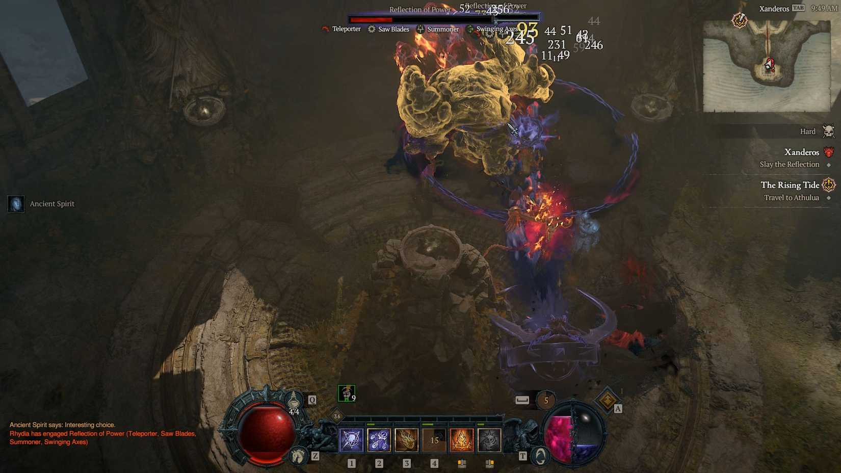 A Diablo 4 screenshot showing a Warlock fighting an elite enemy