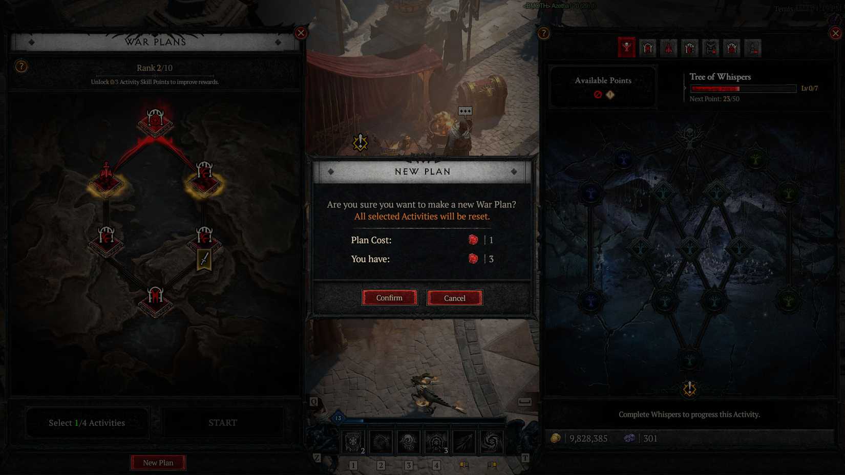 A Diablo 4 screenshot showing the screen that appears when you try to create a new war plan