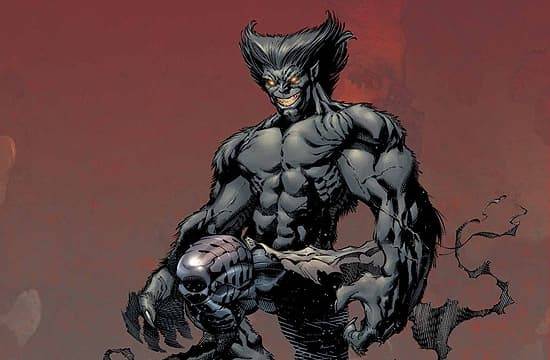 The evil alternate reality version of the X-Men's Beast grins maniacally, art by Aaron Lopresti