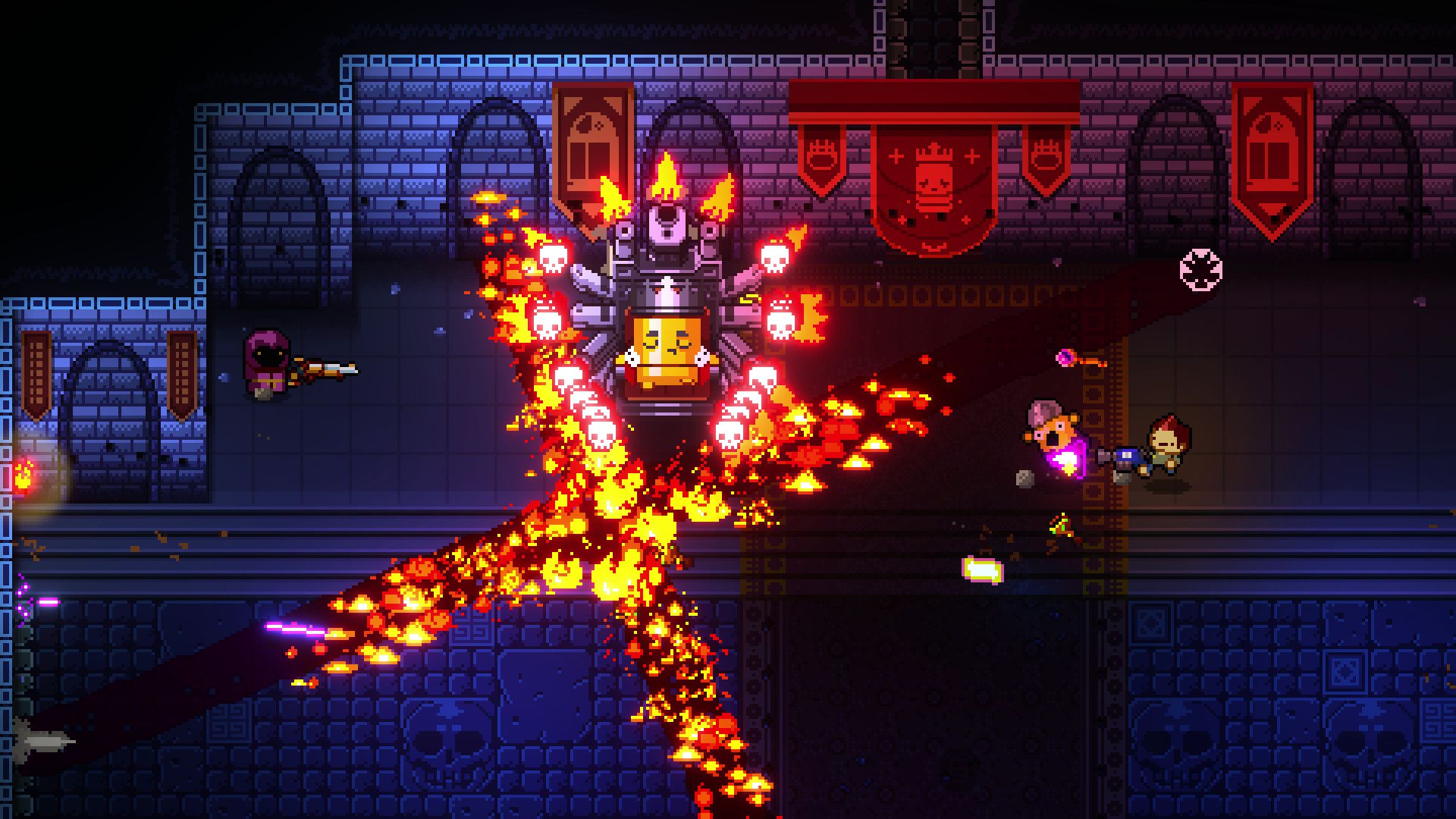 A bullet king sitting on his throne in Enter the Gungeon.
