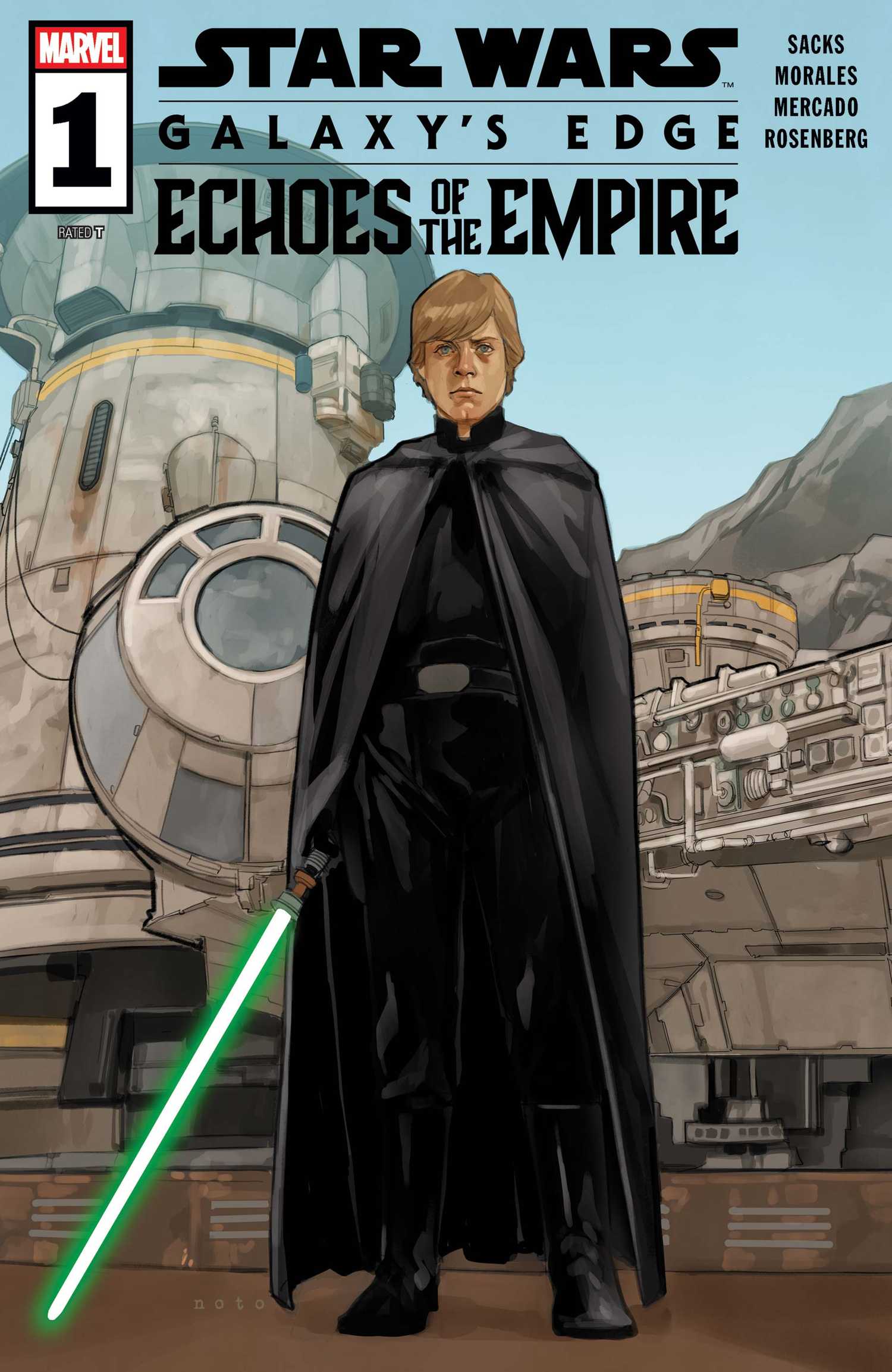 The front cover of Star Wars: Echoes of the Empire featuring Luke Skywalker wielding a green lightsaber.