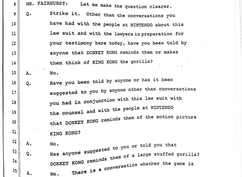 A snippet of the deposition of Mario creator Shigeru Miyamoto during the landmark case between NIntendo and Universal over King Kong. 