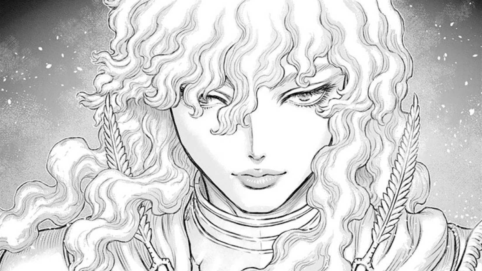Panel from Berserk manga featuring a close-up of Griffith. 