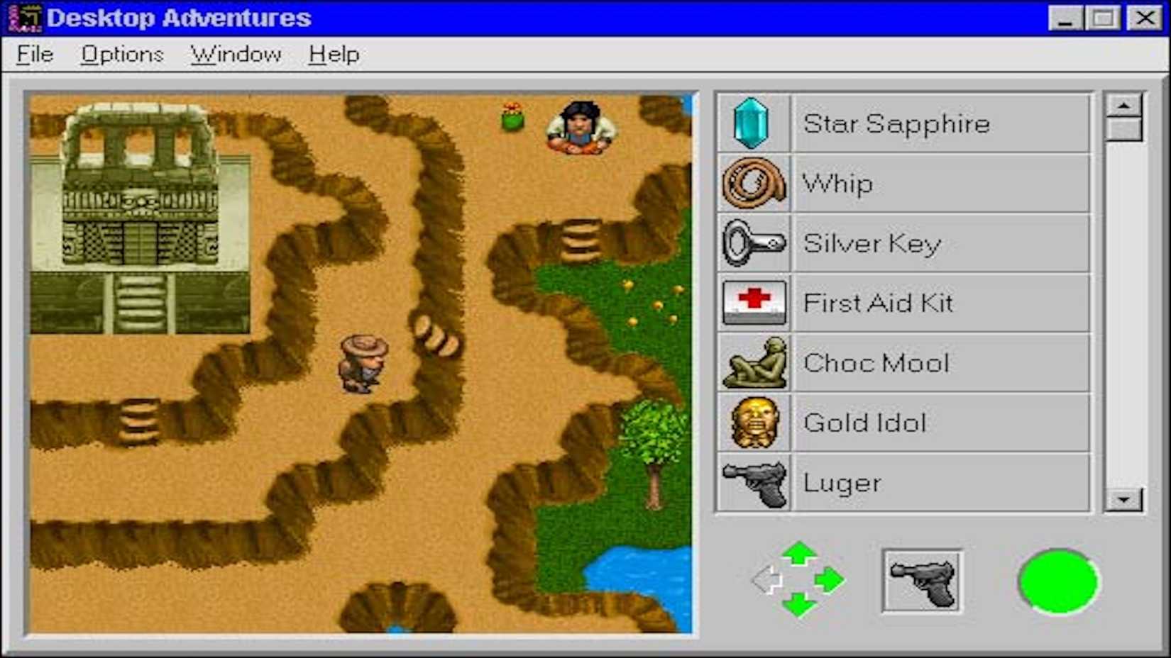 Indiana Jones on a hill in Desktop Adventures