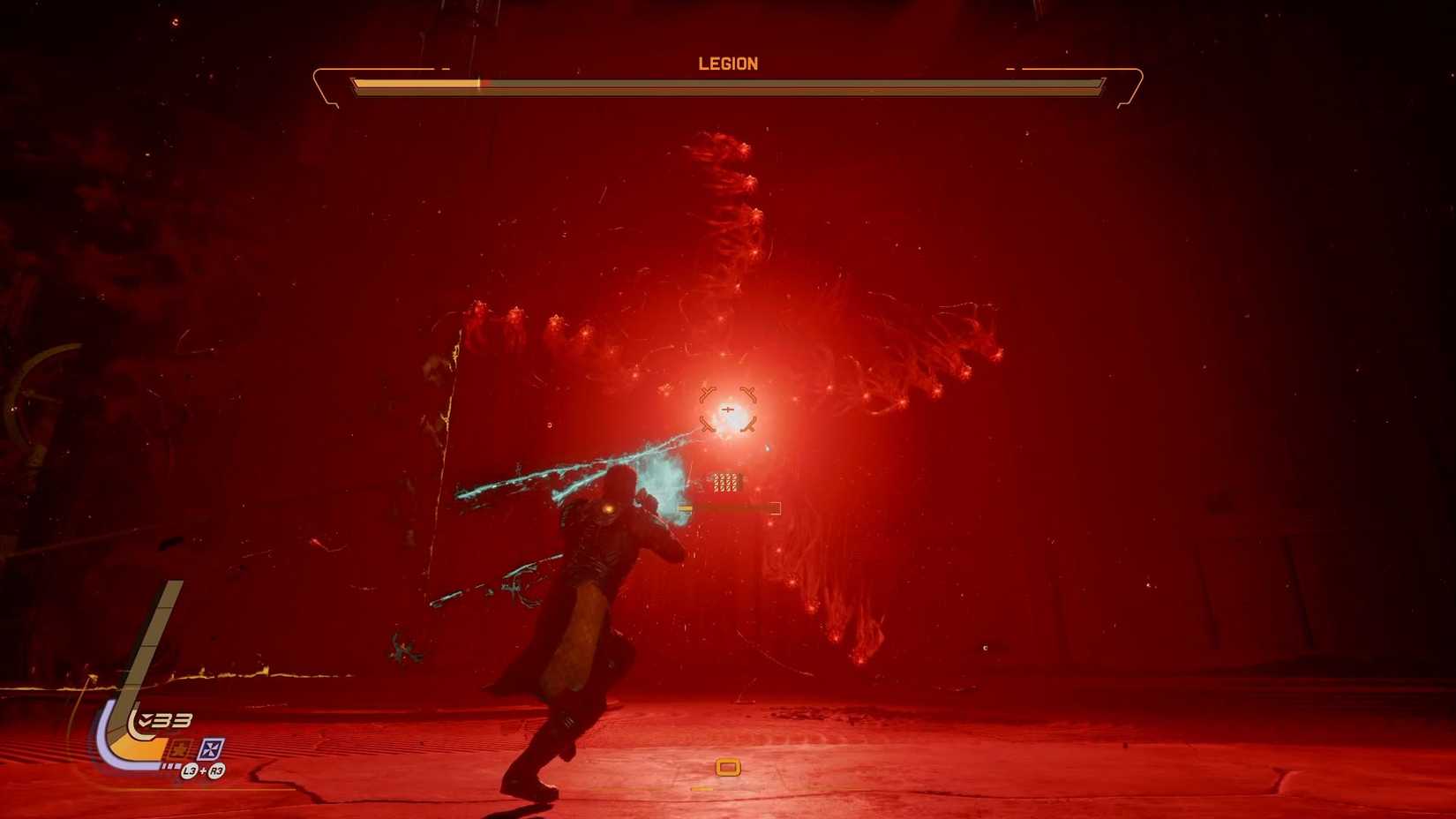 The Legion boss forming a red starfish shape in Saros.