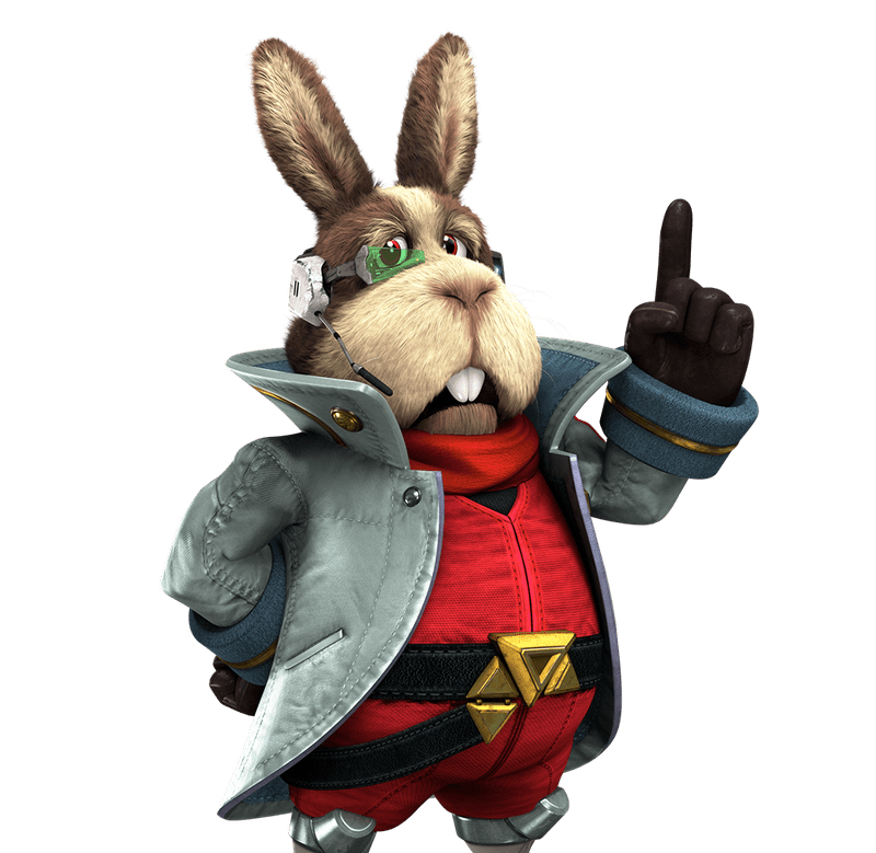 Peppy the Hare holds up a finger in uncanny high resolution