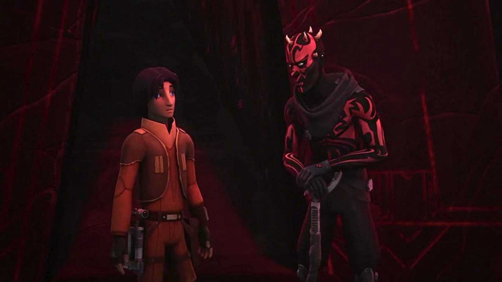 An image featuring Ezra and Maul in Twilight of the Apprentice, from Star Wars: Rebels.