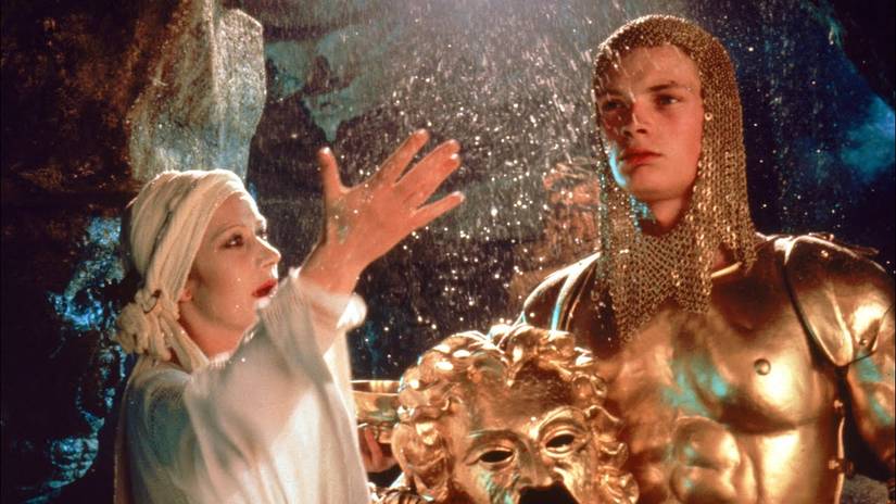 Morgain le Fay blesses Mordred in Excalibur