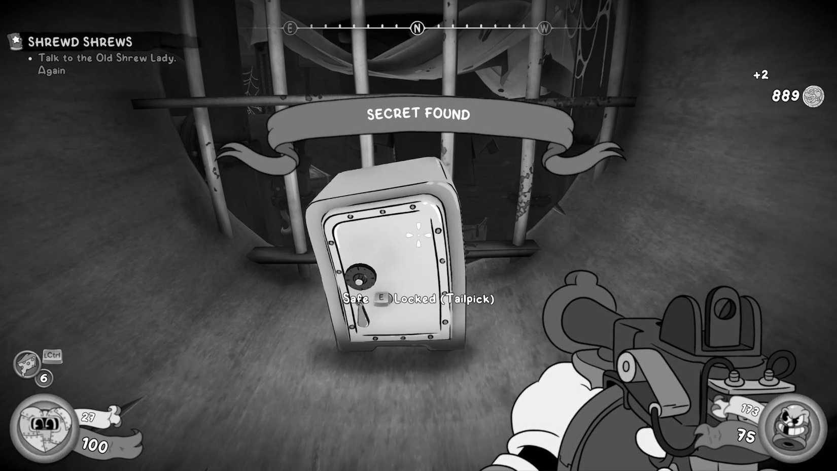 The player in front of a safe in Mouse: P.I. For Hire.