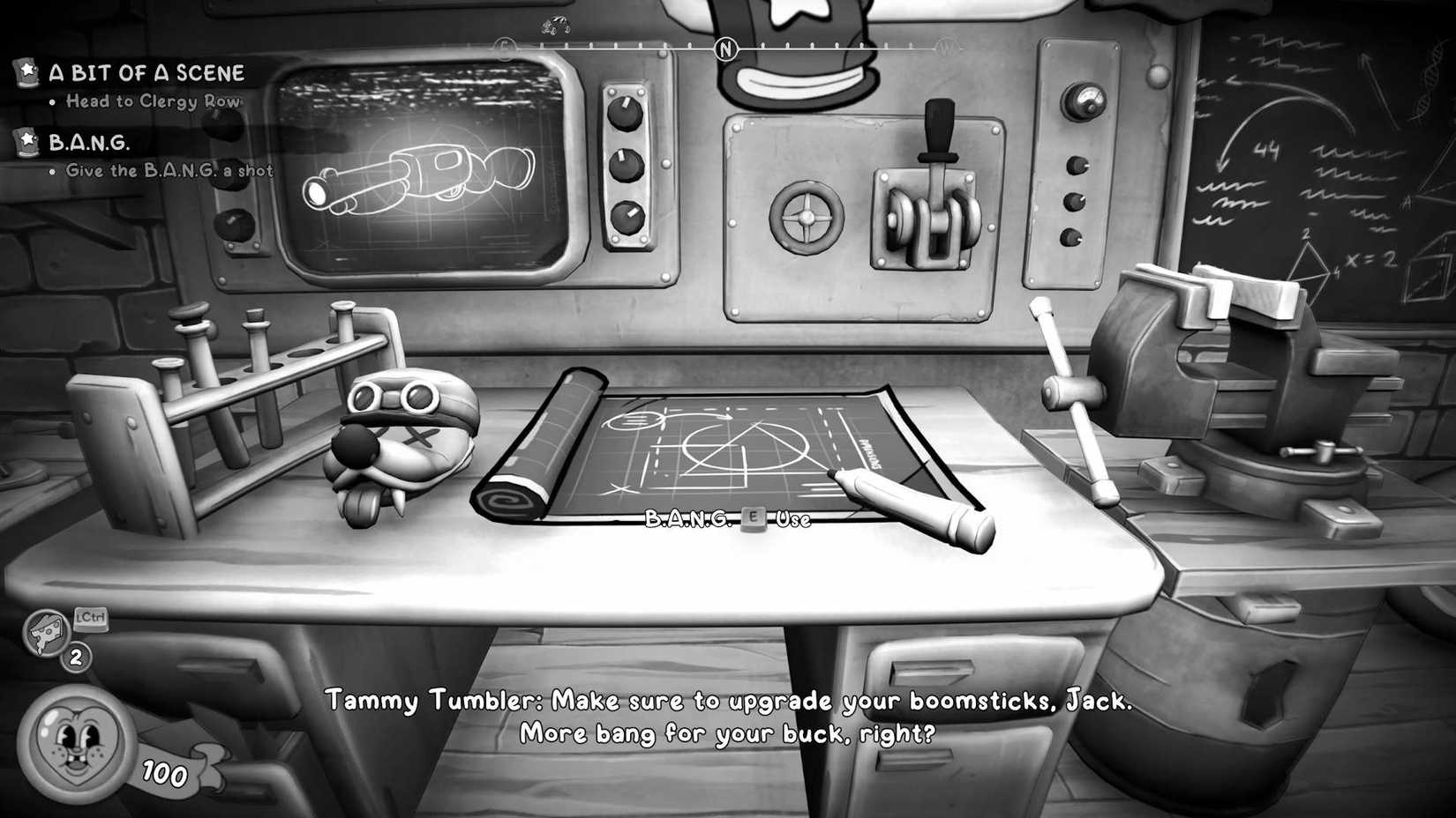 The B.A.N.G. weapon upgrade workshop in Mouse: P.I. For Hire.