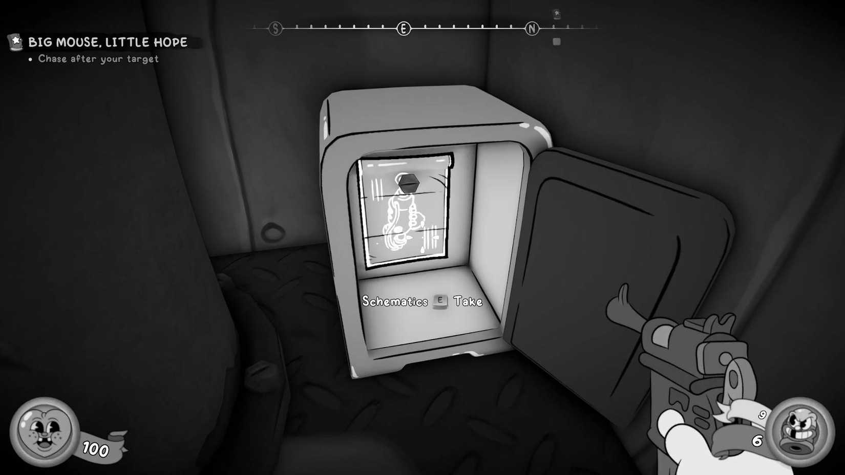 A safe with a schematic inside in Mouse: P.I. For Hire.