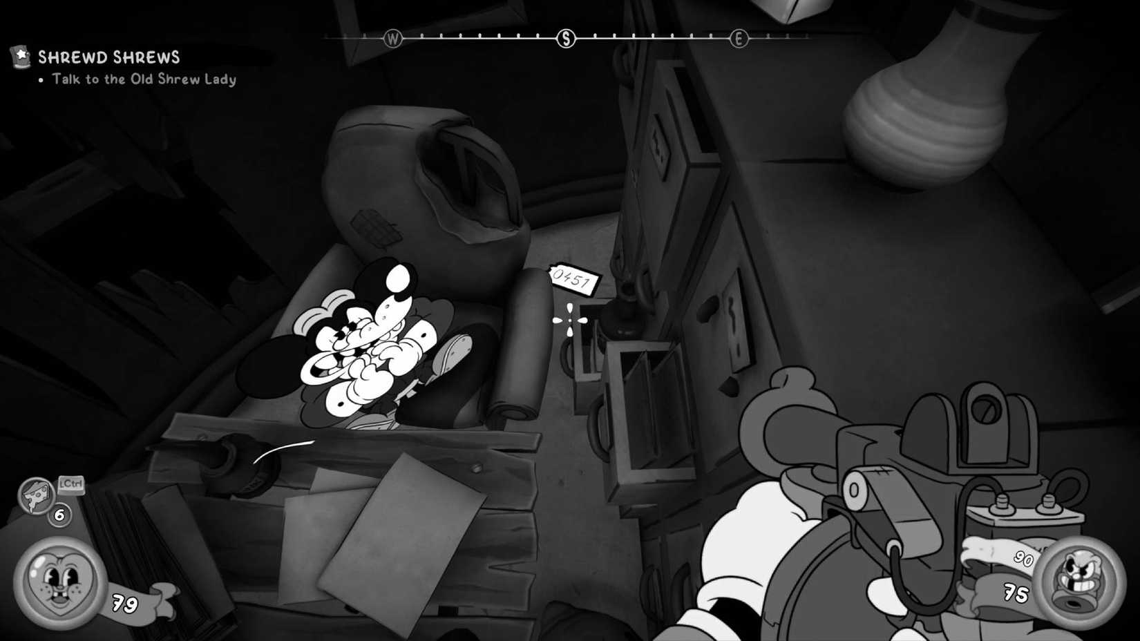 The player in Mouse: P.I. For Hire looking at the 0451 code.