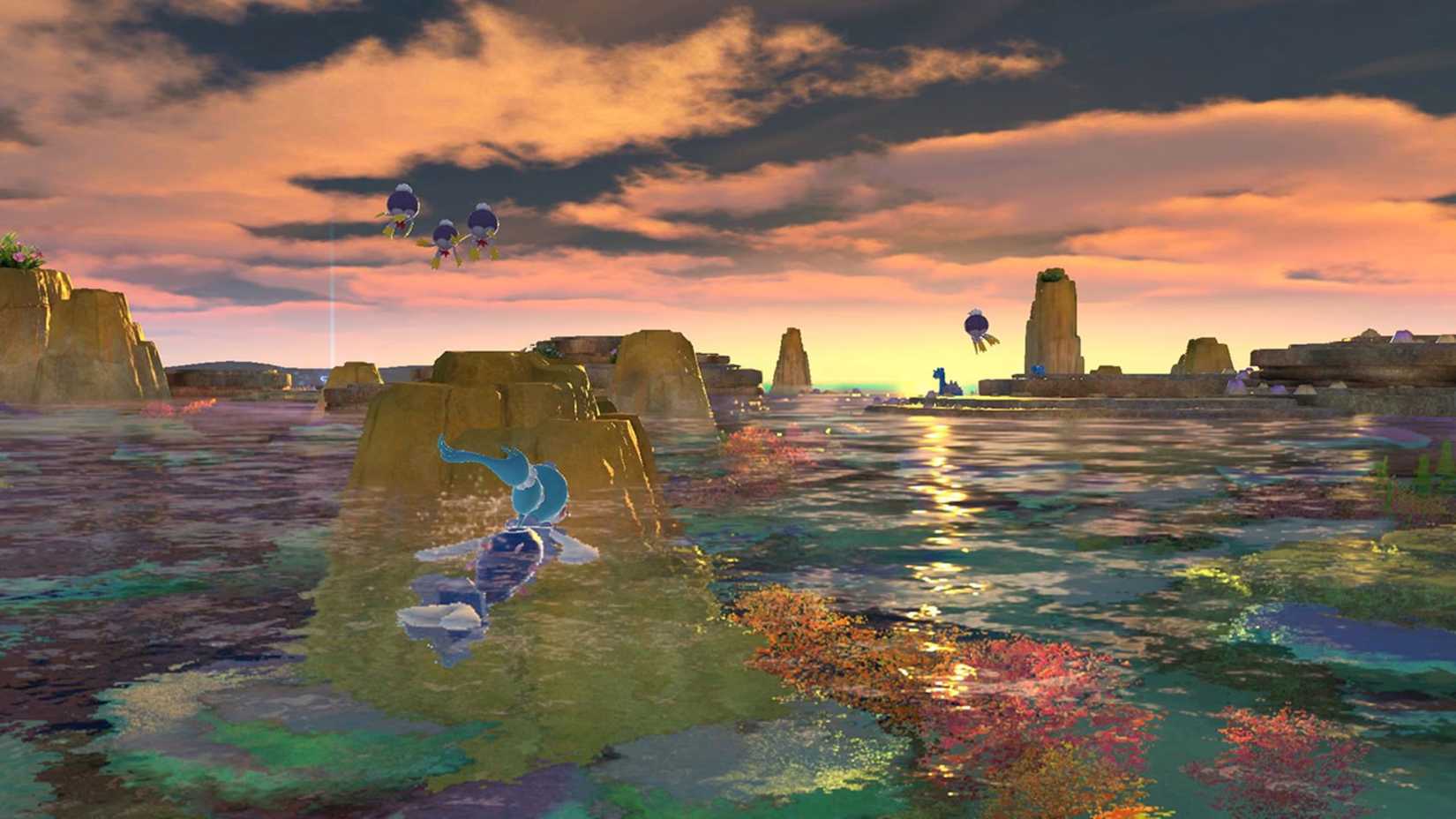 A Brionne watching the sunset in New Pokemon Snap