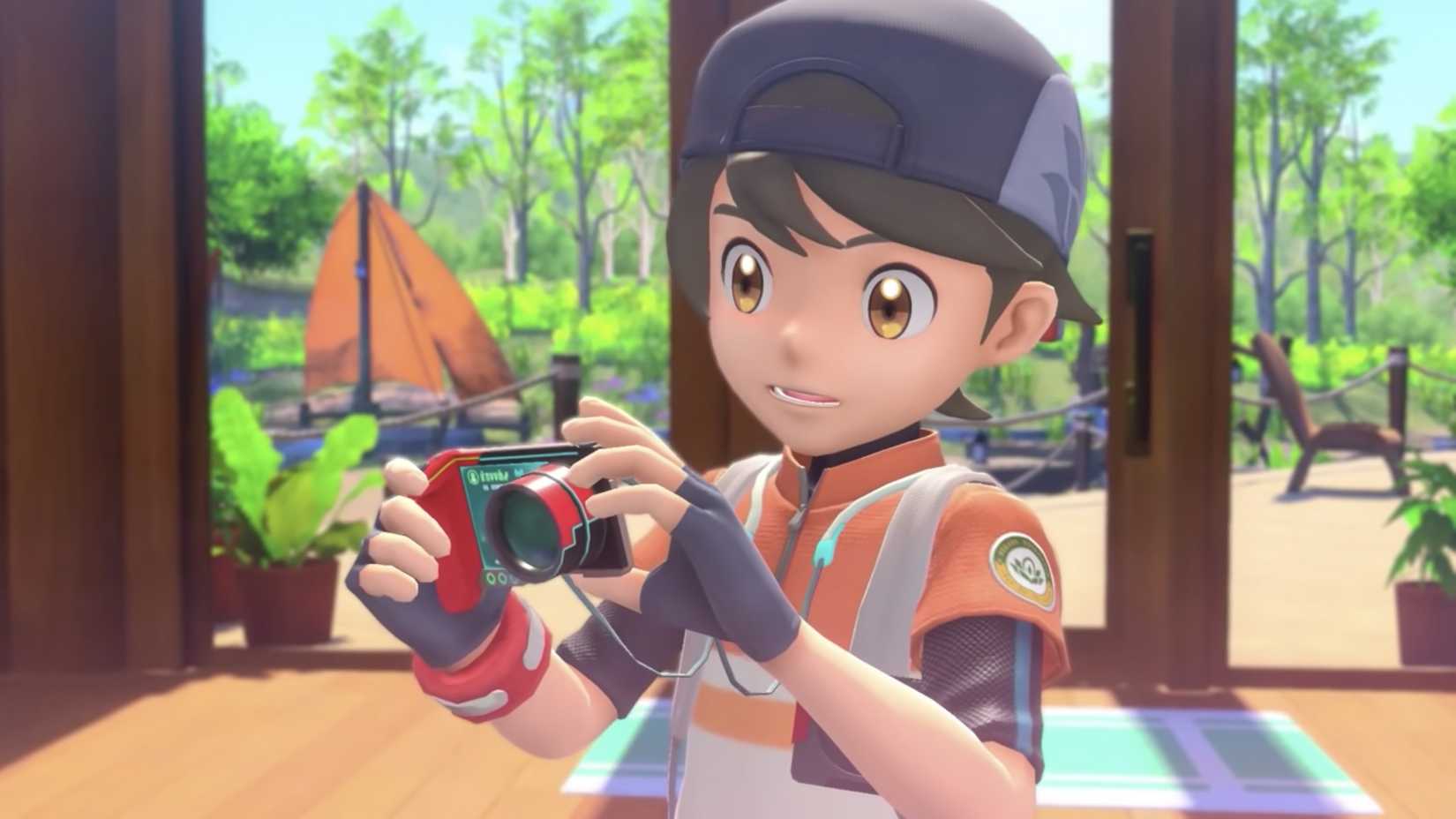 A Pokemon trainer with a camera in New Pokemon Snap