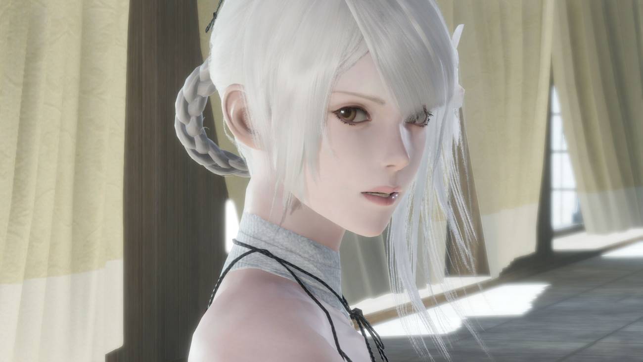 Kaine stares in key art for Nier