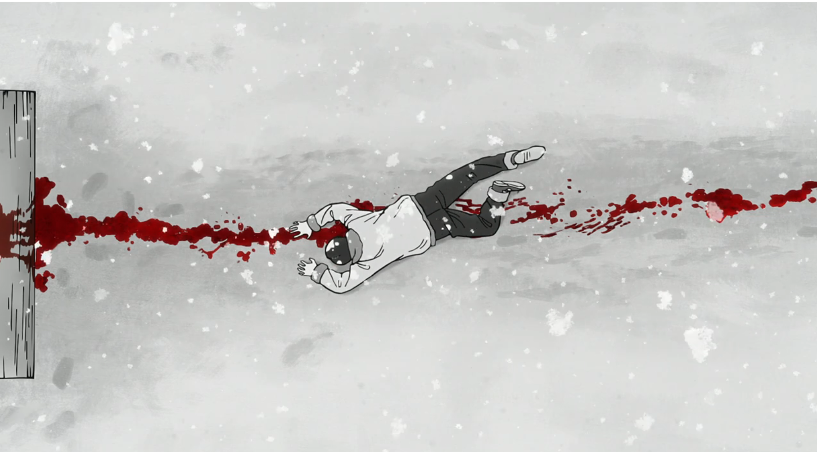 Nippon Sangoku Aoteru finds Saki's head and blood in the snow