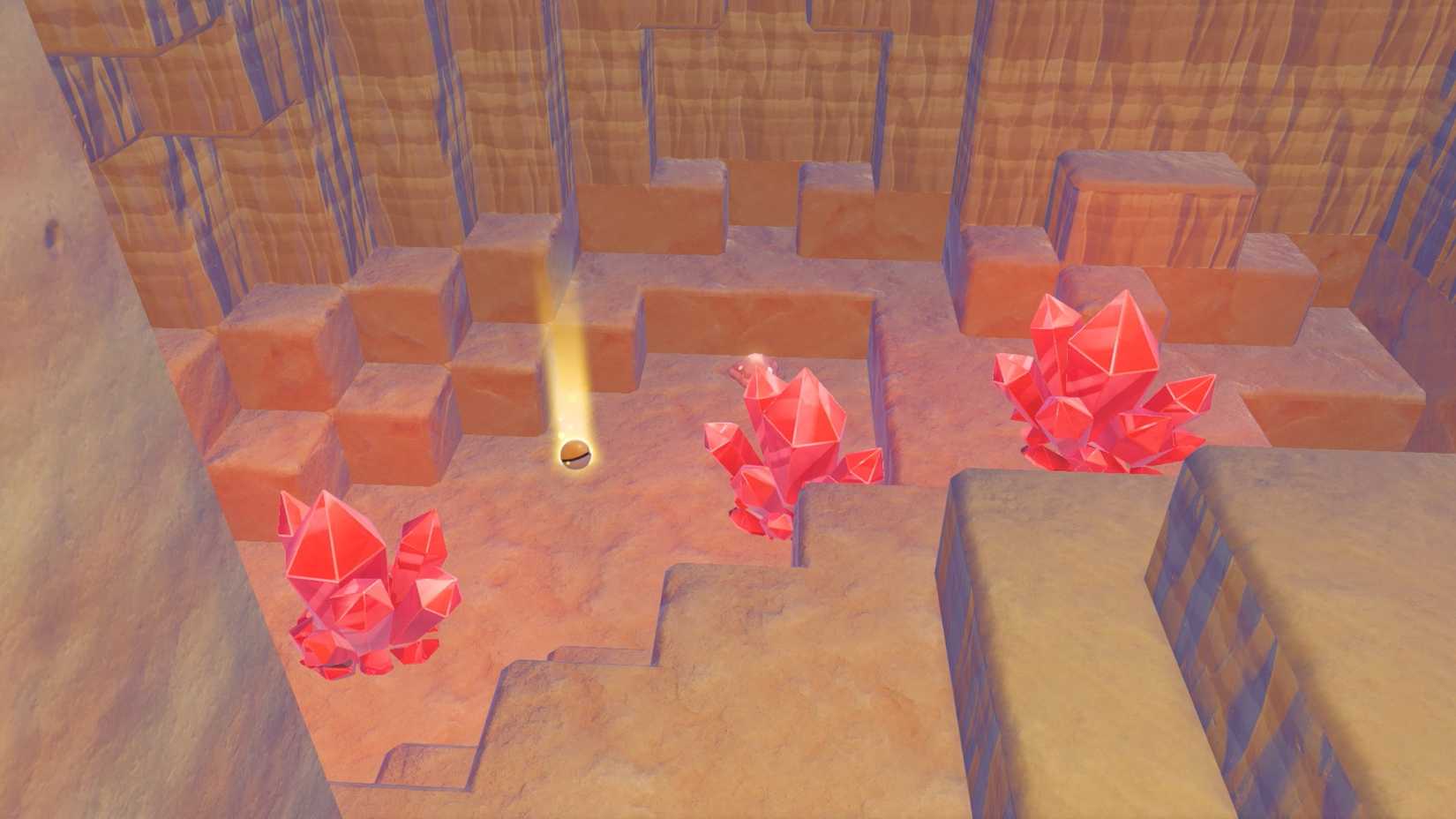 A cave full of red crystals in Pokémon Pokopia