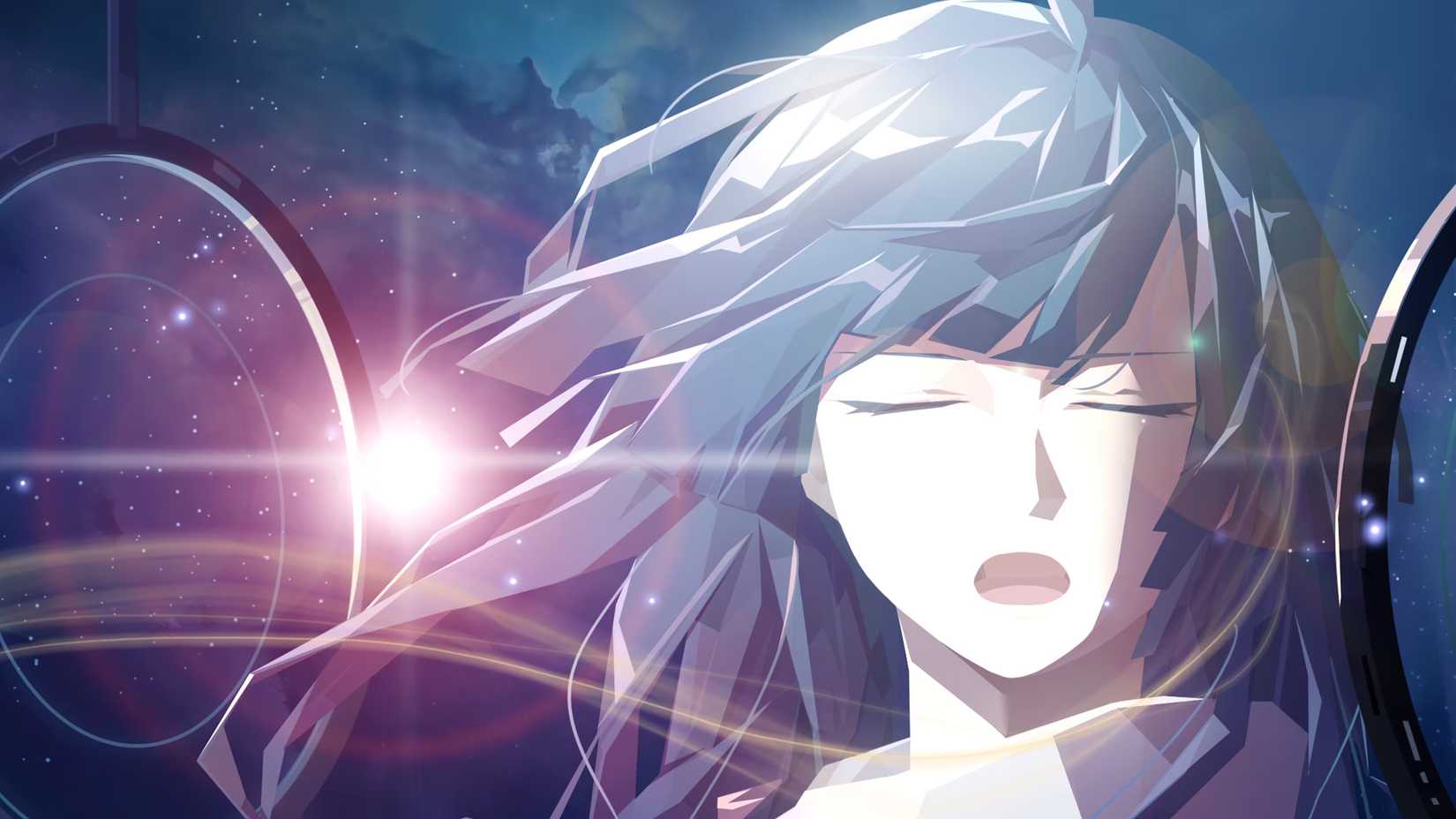 The key art of Echo of Starsong, showing an anime-style woman singing with her eyes closed