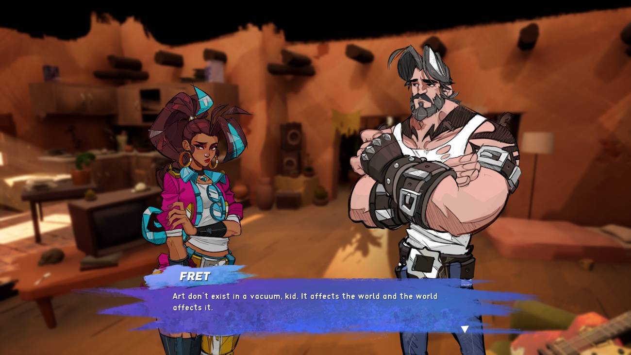 Fret telling Cadence that art doesn't exist in a vacuum in People of Note