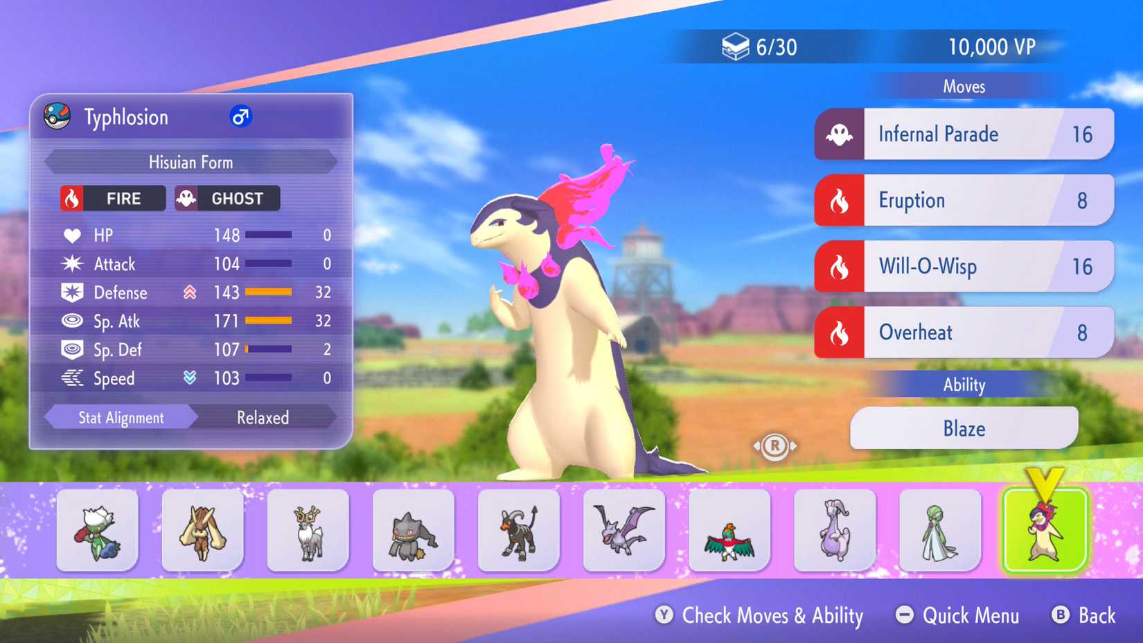 Hisuian Typhlosion in Pokemon Champions' recruitment selection