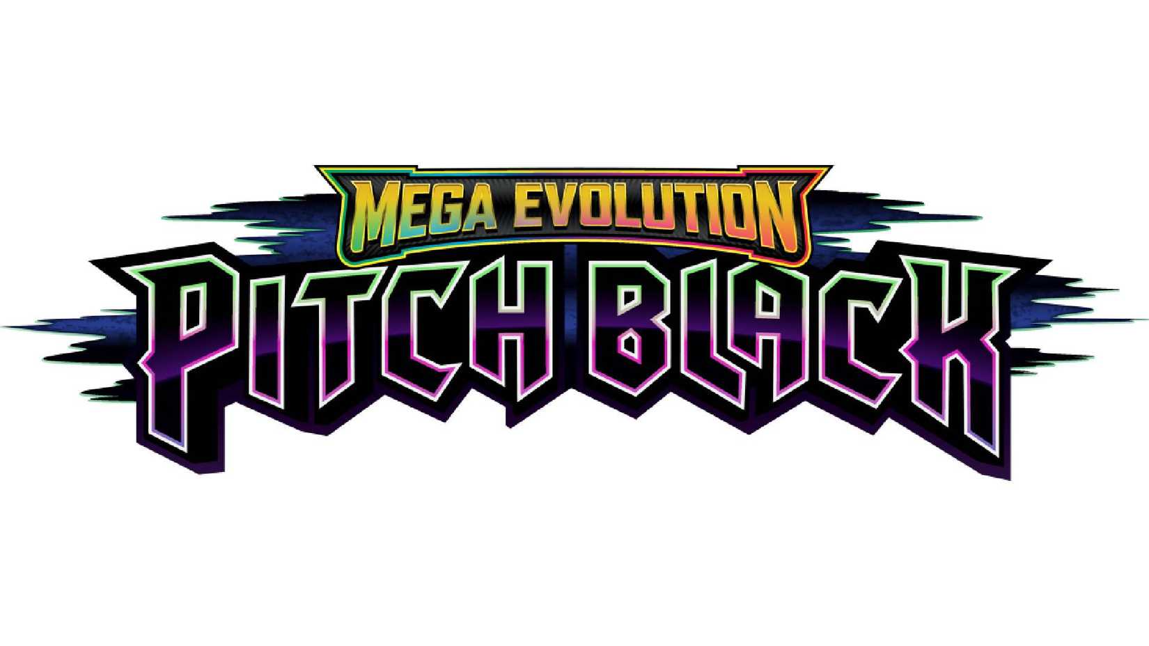 The Mega Evolution—Pitch Black logo on a white background.