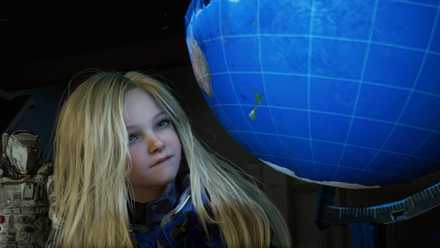 Diana stares at a globe in Pragmata.