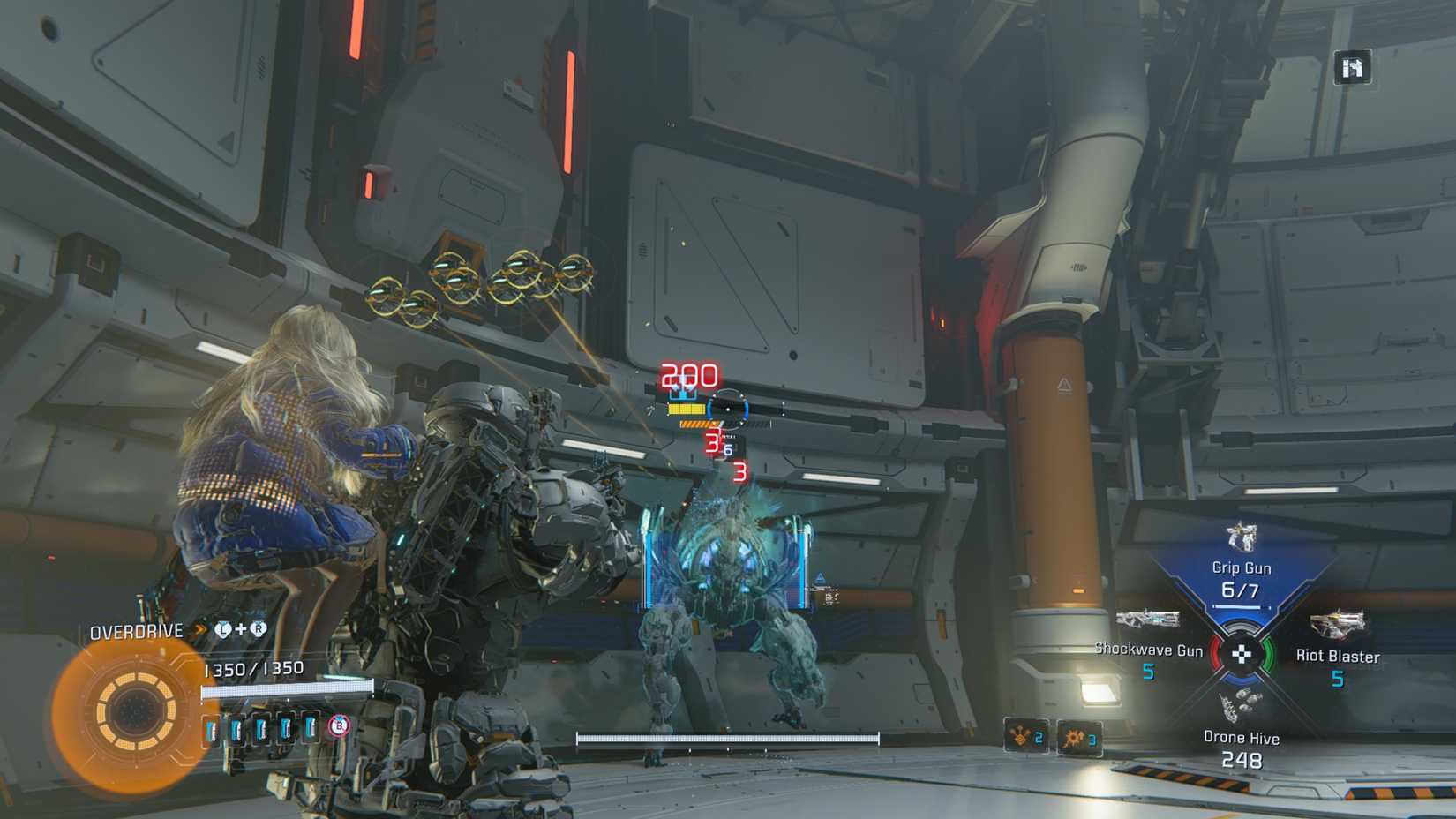 Hugh fighting robots with less-than-optimal weapon choices in Pragmata