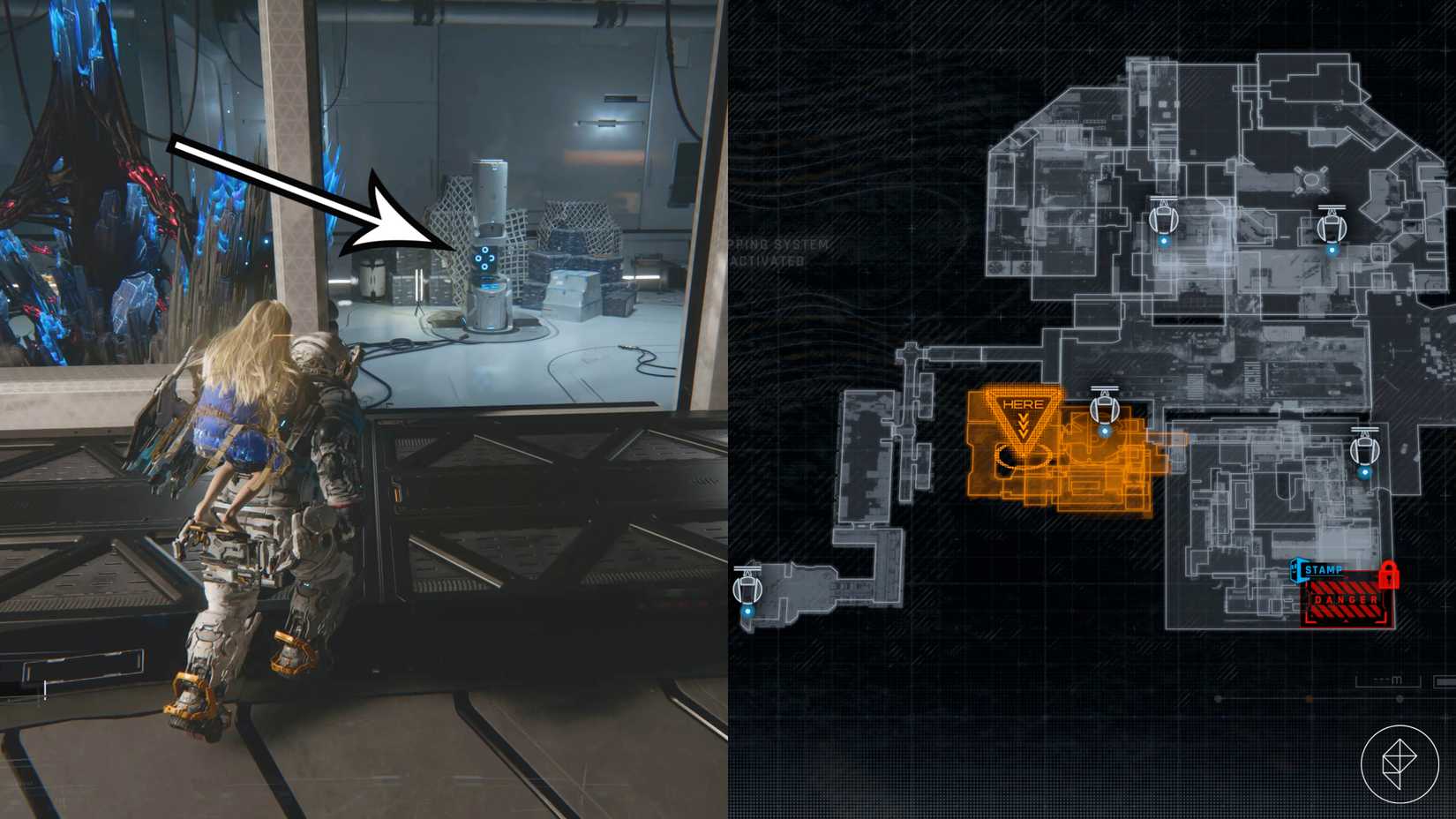 The location of the Lim eraser in Pragmata.