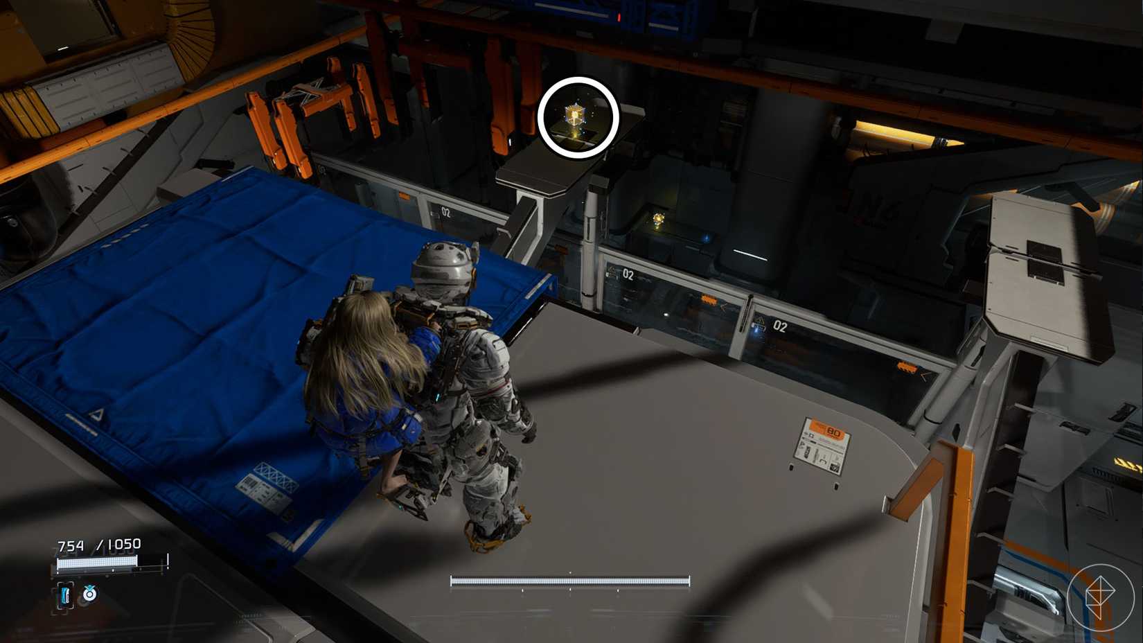 A Pragmata screenshot showing the location of an upgrade component in the Solar Power Plant sector