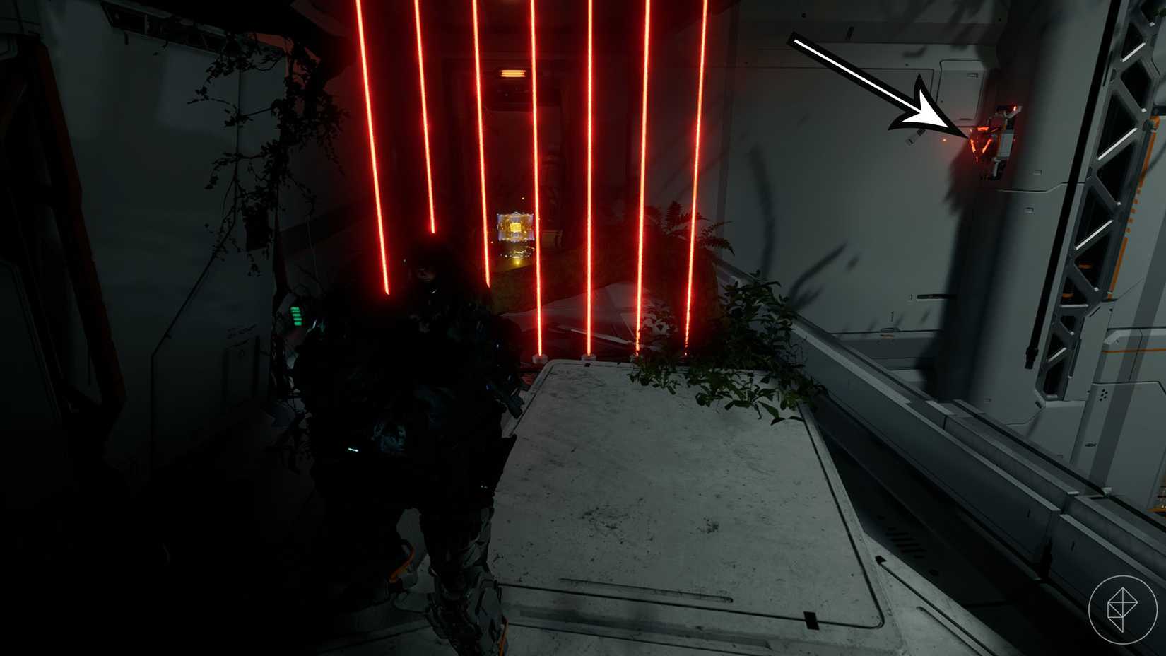 A Pragmata screenshot showing the location of an upgrade component in the Terra Dome sector