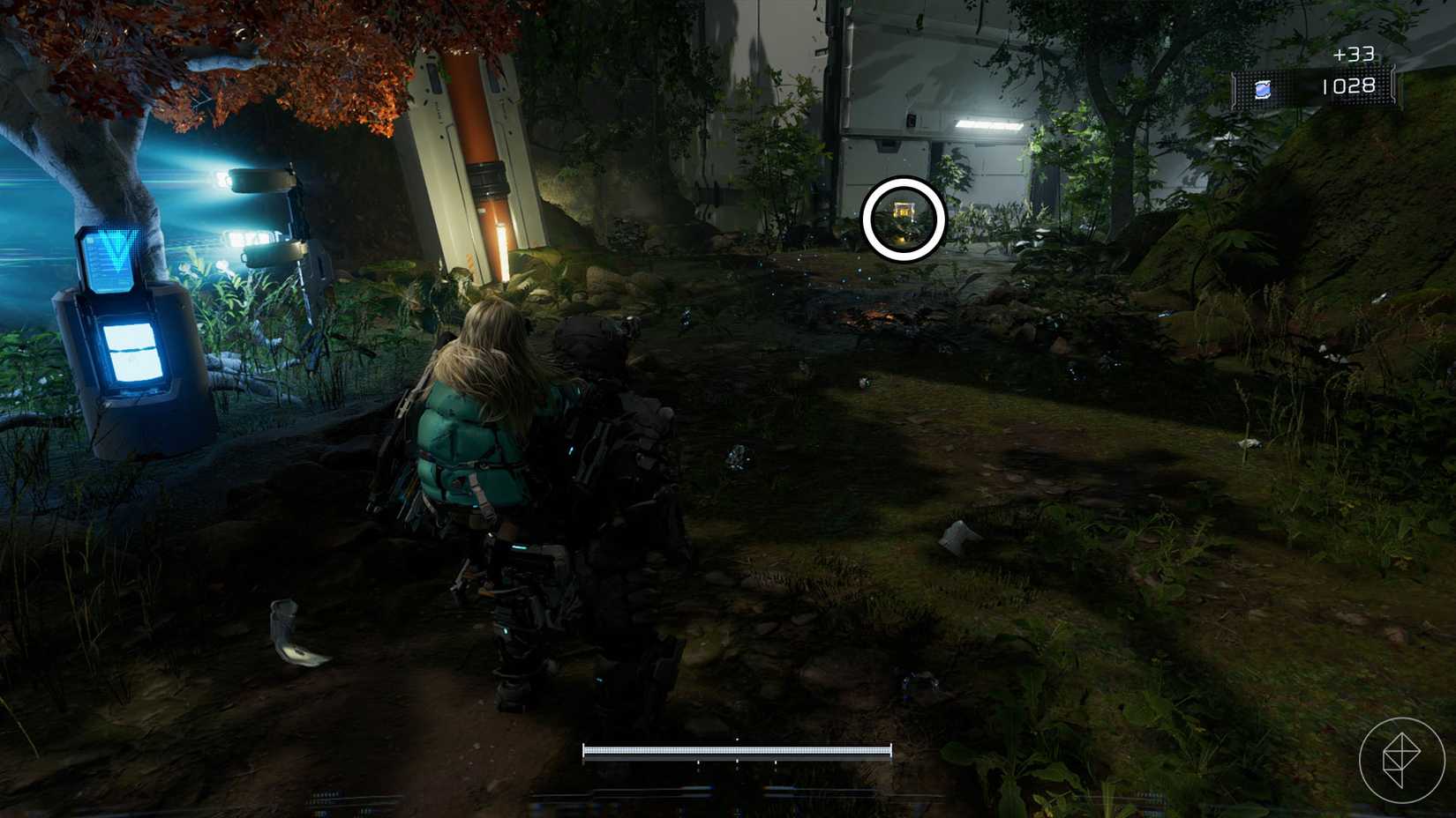 A Pragmata screenshot showing the location of an upgrade component in the Terra Dome sector