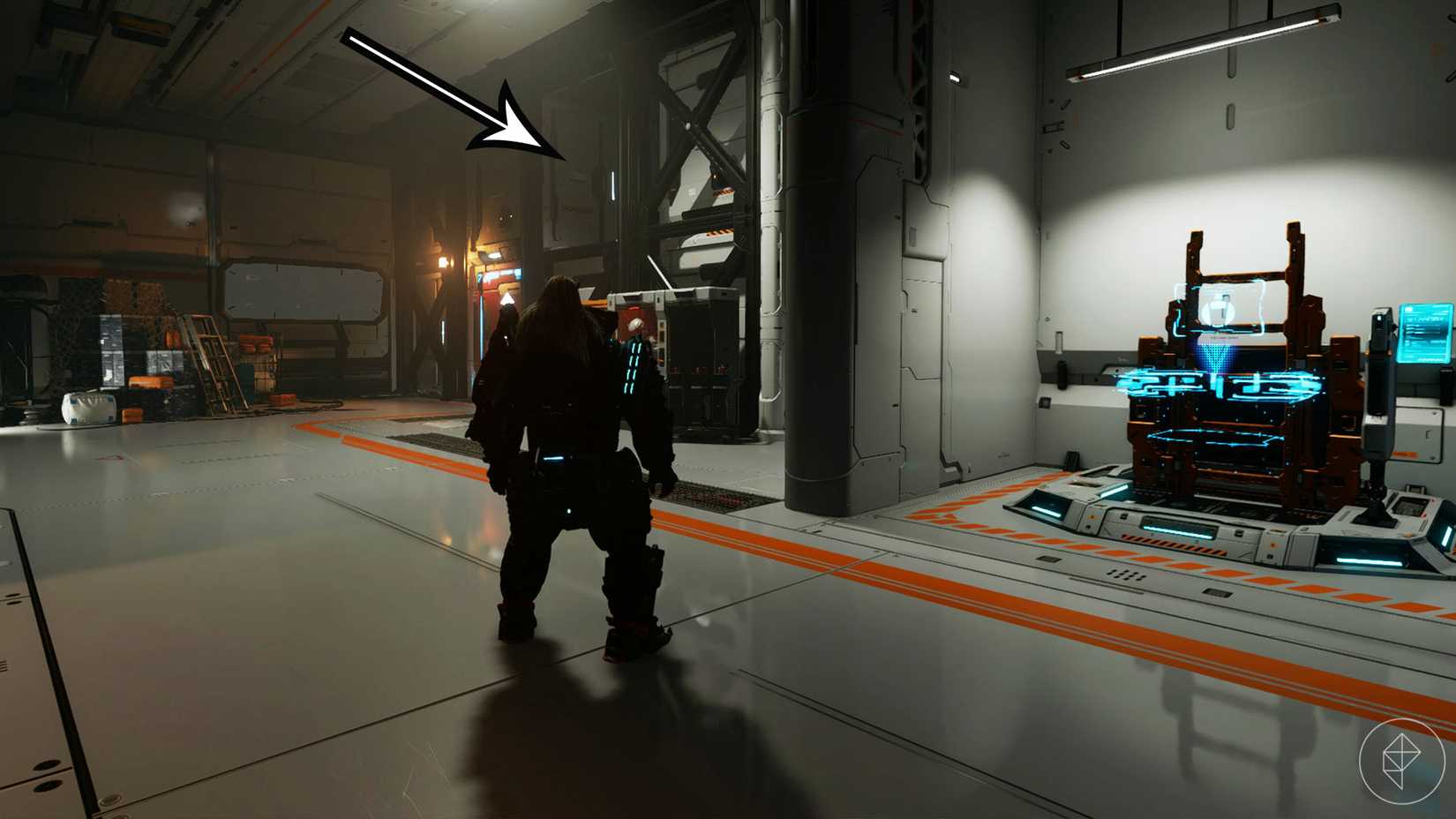 A Pragmata screenshot showing the location of an upgrade component in the Lunum Miness sector