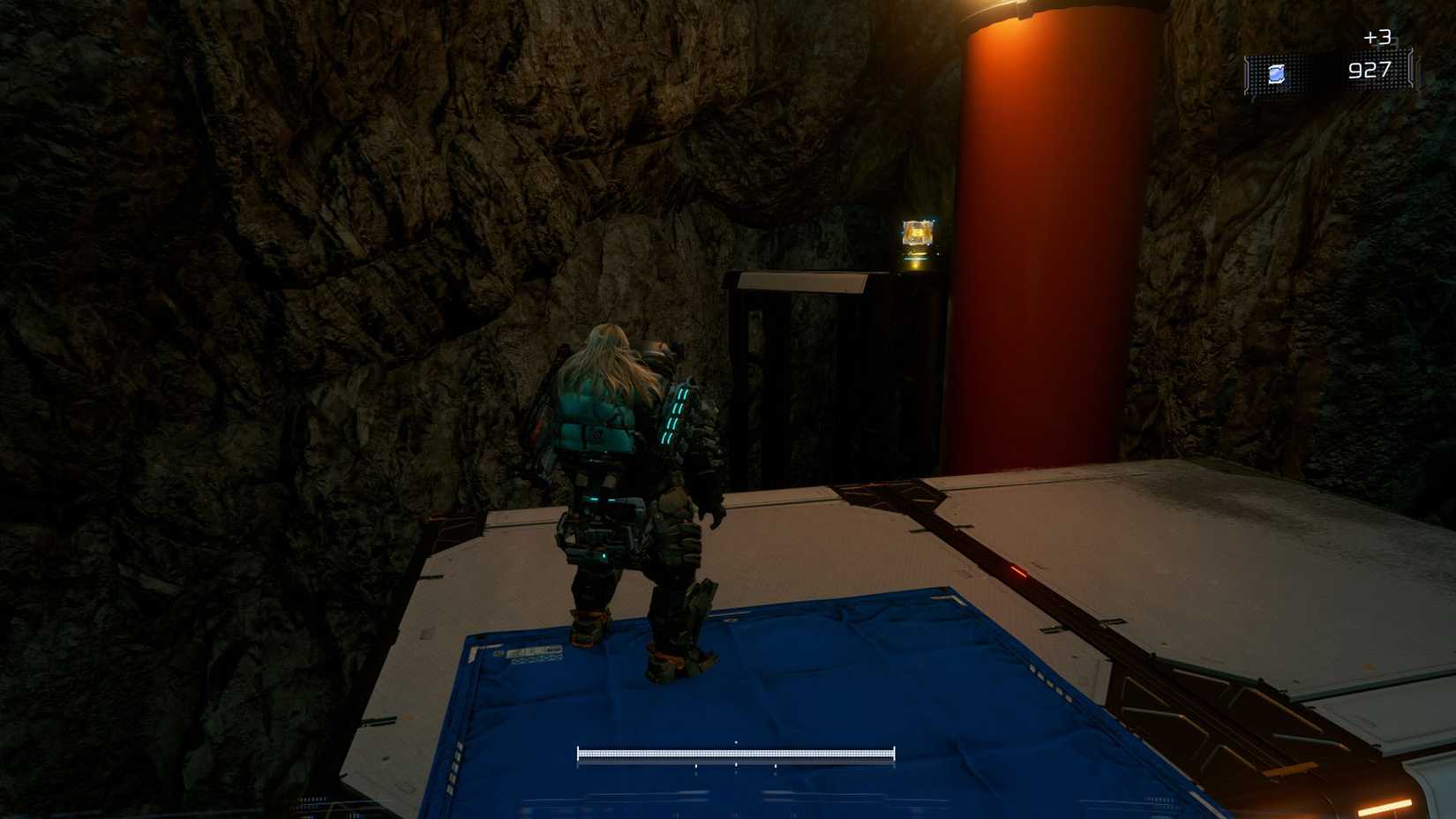 A montage using two Pragmata images showing the location of an upgrade component in the Lunum Mines sector