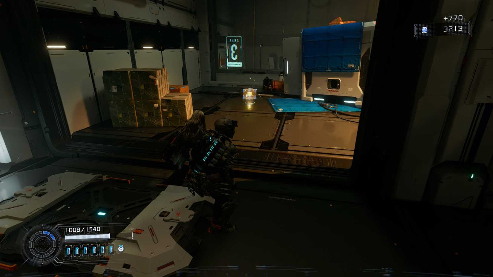 A Pragmata screenshot showing the location of an upgrade component in the Lunum Miness sector