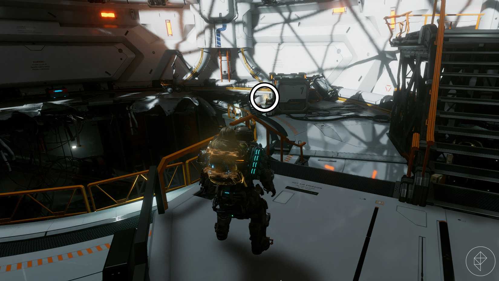 A Pragmata screenshot showing the location of an upgrade component in the Lunum Mines sector