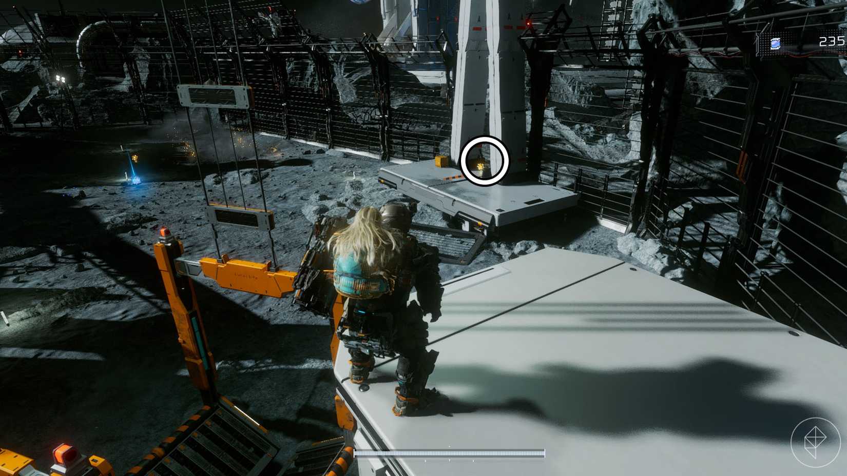 A Pragmata screenshot showing the location of an upgrade component in the Lunum Miness sector