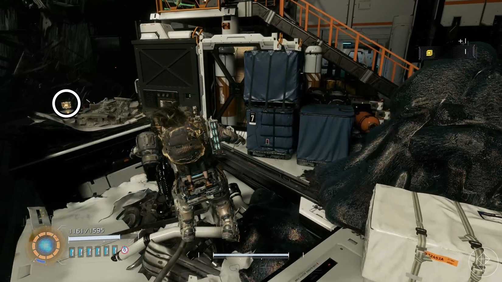 A Pragmata screenshot showing the location of an upgrade component in the Central Port sector