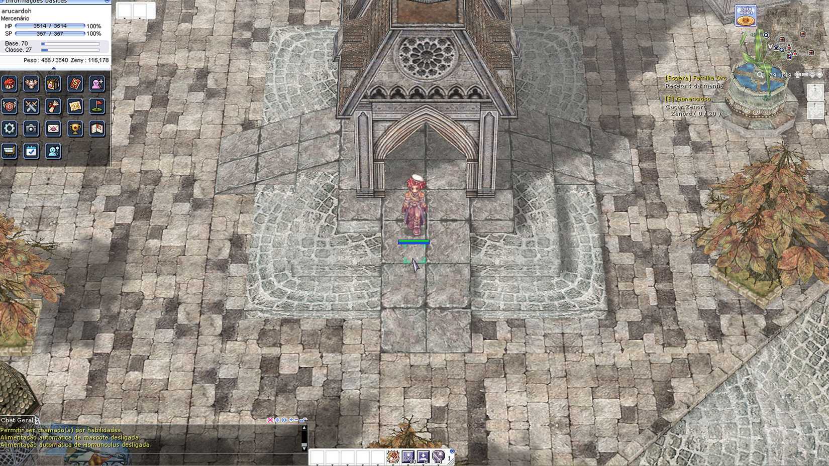 A Ragnarok screenshot showing an assassin in the middle of a medievalesque city