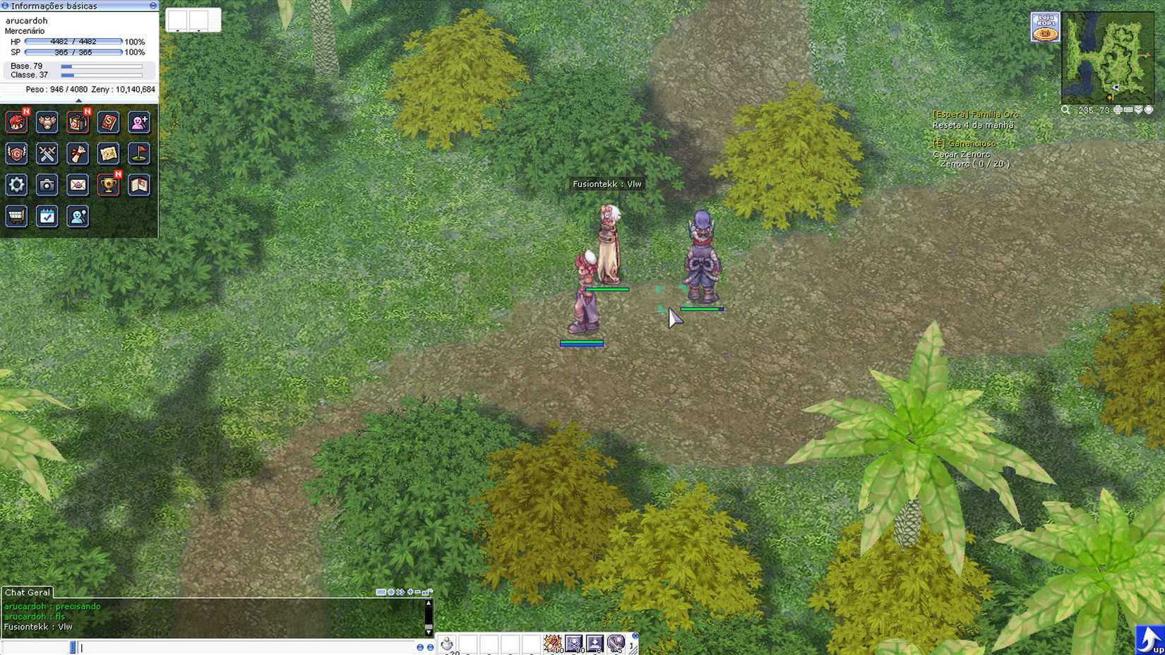 A Ragnarok Online screenhot showing three player talking